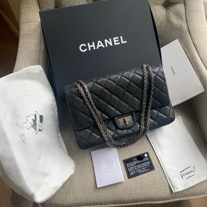 Authentic medium Chanel double flap classic bag black